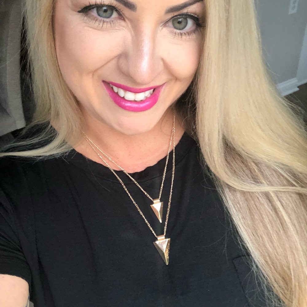 Gold Spike Triangle Arrow Layered Necklace